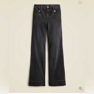 NWT J Crew Sailor denim trouser in 1996 semi-stretch Black Wash Size 26/2 Petite